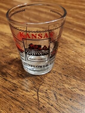 Kansas Sunflower State Souvenir Shot Glass - Red & Black